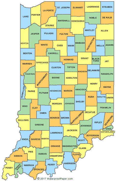 Printable Indiana Maps | State Outline, County, Cities