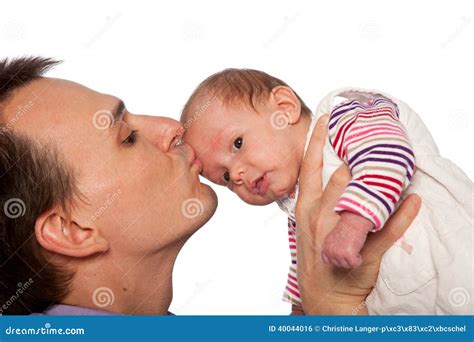 Young Father Kissing His Cute Little Baby Stock Photo - Image of ...