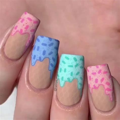 ICE-CREAM NAIL ART TUTORIAL [Video] | Nail designs, Cream nails, Cream nail designs