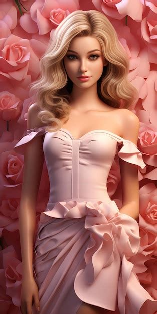 Premium AI Image | Barbie doll cute blond girl outfit pink wallpaper