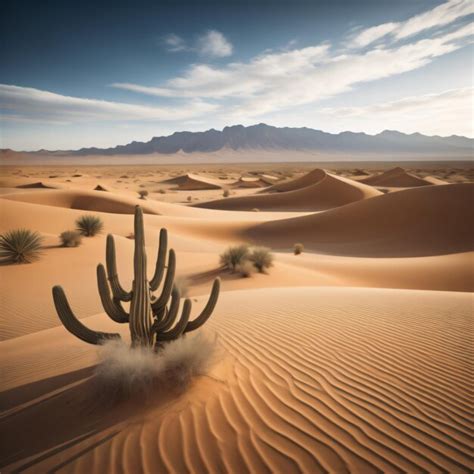 Premium Photo | A desert landscape with a cactus in the middle of it