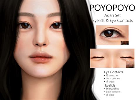 [poyopoyo] Asian Set | Eyelids & Eye Contacts Lotes The Sims 4, The ...