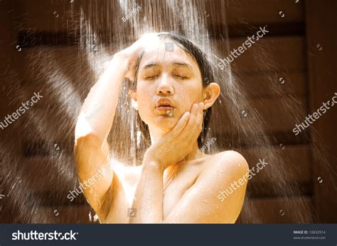 Beautiful Asian Girl Under Outdoor Water Stock Photo 10832914 ...