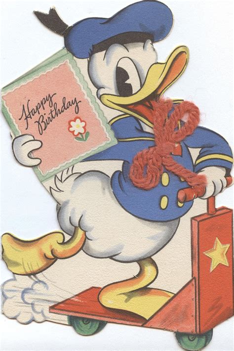 10 B 152-3: Donald Duck birthday card | Disney cards, Disney figures ...