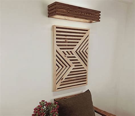 Buy Geometric Wooden Wall Art with LED Wall Light Online in India at ...