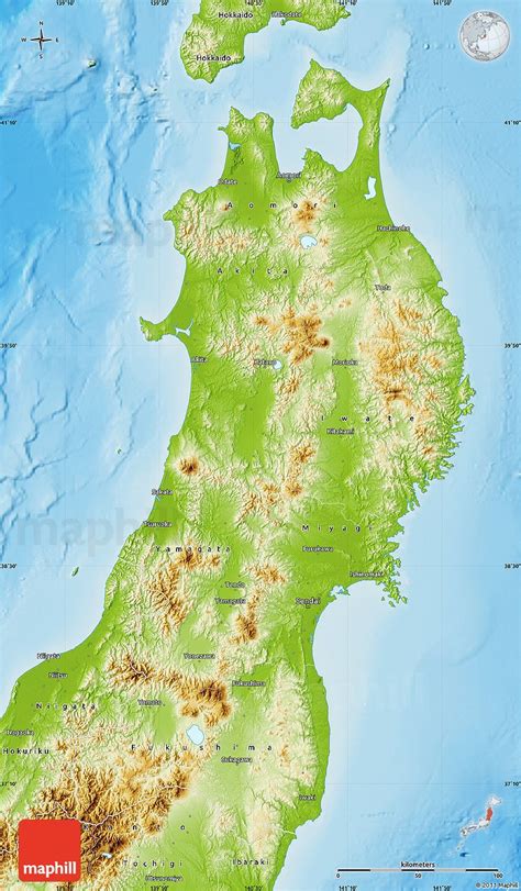 Physical Map of Tohoku | Physical map, Map, Physics