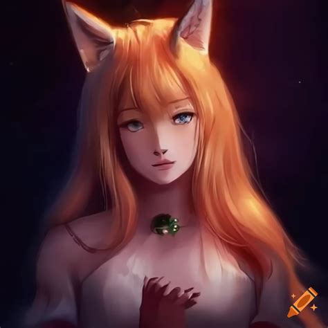Illustration of a fox girl with a crown