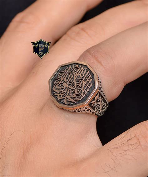 Islamic Ring, Islamic Engraved Silver Ring, 925 Sterling Silver, Men's Handmade Silver Ring ...