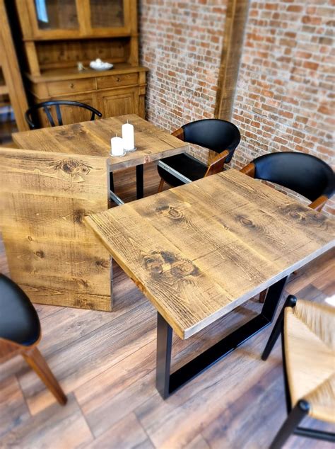 Rustic Extendable Dining Table Kitchen Industrial Rustic Wood