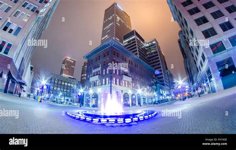 tulsa city skyline seen at night Stock Photo - Alamy