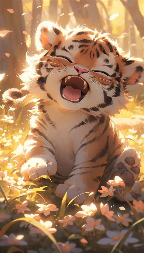 Tiny Roar: Cute Baby Tiger Illustration | Foto con animali, Immagini ...