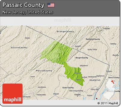 Free Physical 3D Map of Passaic County, shaded relief outside