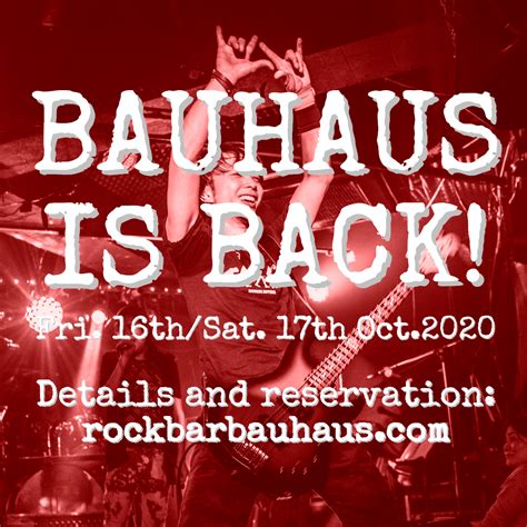 COVID19 Update: Bauhaus is back on 16th October 2020! – Rock Bar BAUHAUS