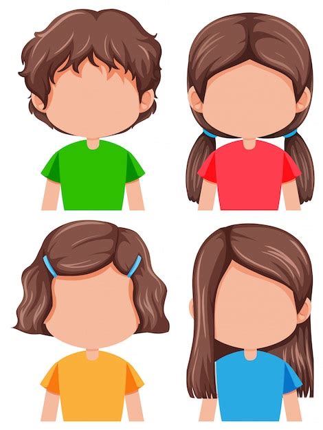 Conjunto de peinado diferente de niña morena | Vector Gratis