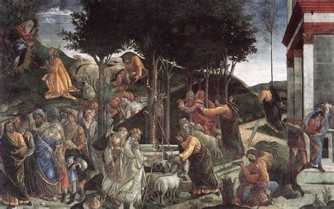 Sistine Chapel Southern Wall - Several scenes out of Moses life. (Painted by Botticelli (Sandro ...