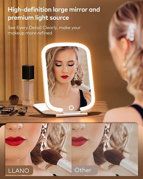 Makeup Mirror - Travel Makeup Mirror With Light Touch Screen 3 Colors Dimmable Lighted Makeup ...