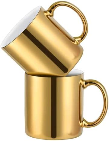 Amazon.com: Bycnzb Coffee Mugs gold Ceramic Mug set of 4 Ceramic Cups for Coffee, Tea, Cocoa ...