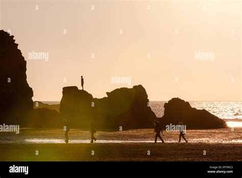 At Perran Sands beach at Perranporth, a popular seaside / surfing resort in north Cornwall ...