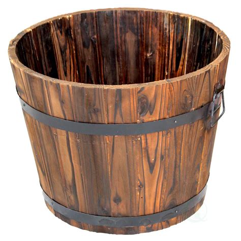 Gardenised Rustic Wooden Whiskey Barrel Planter with Durable Medal ...