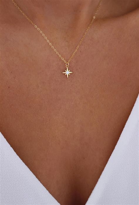 Tiny Gold Star Necklace Mini Star Necklace Dainty Celestial Necklace Bridesmaids Necklace ...