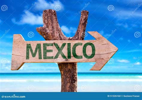 Mexico Wooden Sign with a Beach on Background Stock Photo - Image of ...