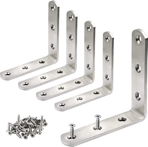 JUBEIJIA 5 Pcs Heavy Duty Stainless Steel Corner Braces 80 x 80 x 20mm L Shaped Corner Brackets ...