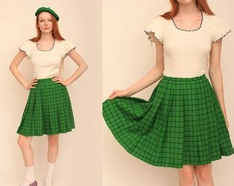 Emerald Green Pleated Skirt - Etsy