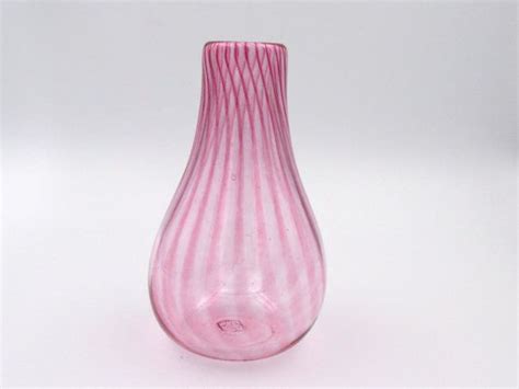 Pink Glass Vase, Fuschia Vase, White Vase With Pink Stripes, Red Vase, Small… | Pink glass vase ...
