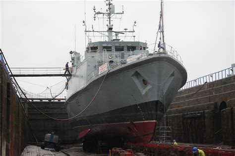 HMS Grimsby sits high and dry | Royal Navy