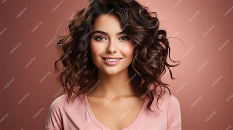 Premium Photo | Portrait of a beautiful brunette woman with long wavy ...