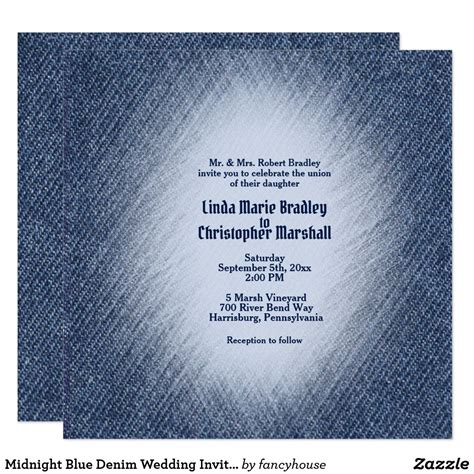 Midnight Blue Denim Wedding Invitation | Zazzle | Denim wedding, Midnight blue, Wedding invitations