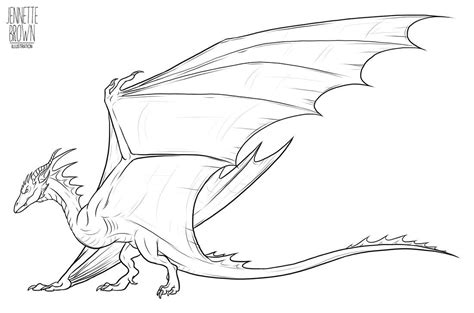 Wyvern Lineart Template 1 by sugarpoultry | Easy dragon drawings ...