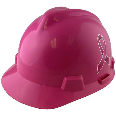 Hot Pink MSA Cap Style V-Gard Hard Hat with Breast Cancer Awareness Ribbon Decals - Walmart.com ...