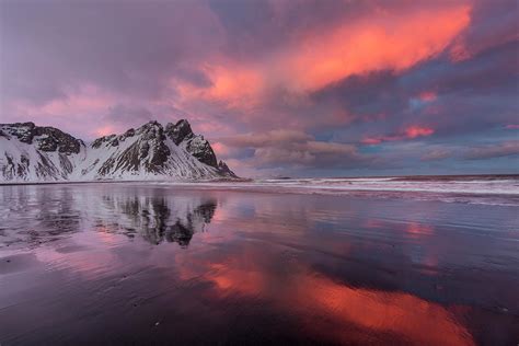 Vestrahorn Mountain In Winter Photograph by Chuck Haney