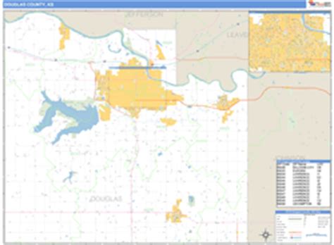 Douglas County, KS Zip Code Wall Map Basic Style by MarketMAPS