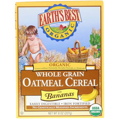 Earth's Best, Organic Whole Grain Oatmeal Cereal with Bananas, 8 oz (227 g) - iHerb