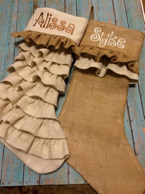 Personalized Burlap Christmas Stockings - Etsy