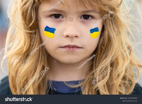 Sign Ukrainian Flag On Child Cheek Stock Photo 2130788945 | Shutterstock