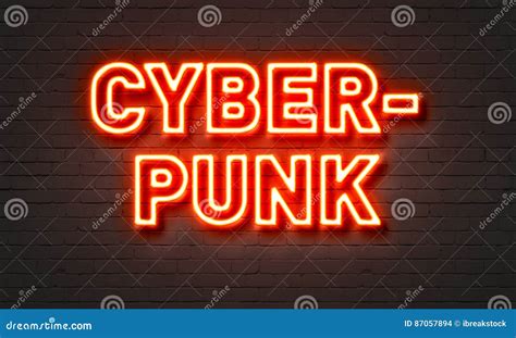 Cyberpunk Neon Sign on Brick Wall Background. Stock Photo - Image of cyberpunk, shape: 87057894