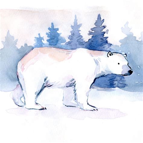 Polar bear watercolor sketchbook painting | Bear watercolor, Bear ...