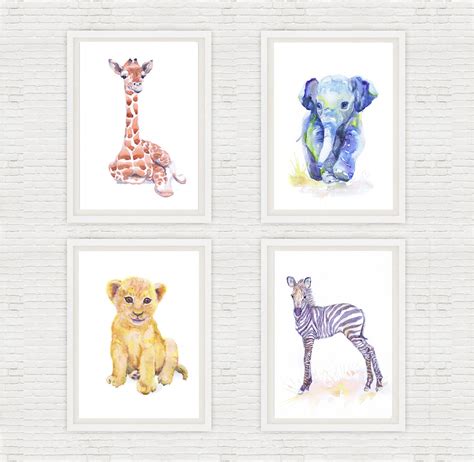 Baby Elephant Art Watercolor Painting Baby Boy Nursery - Etsy