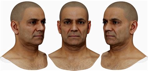 Male 3D model / Retopologised Head Scan 45