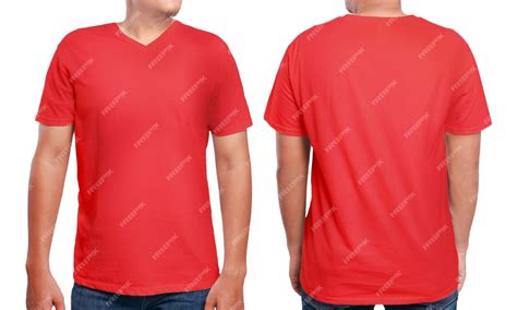 Premium Photo | Red tshirt mock up front and back view isolated male model wear plain red shirt ...