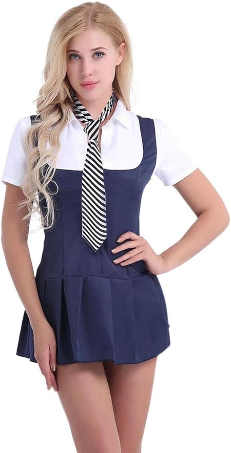 Oyolan Women's Sexy Schoolgirls Uniforms Dress Cosplay Costumes Short ...