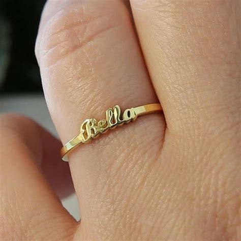 14k Solid Gold Dainty Name Ring-personalized Rings-gold Name - Etsy ...