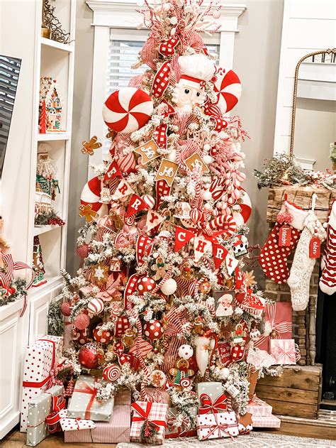 red and white christmas tree with gingerbread - Re-Fabbed