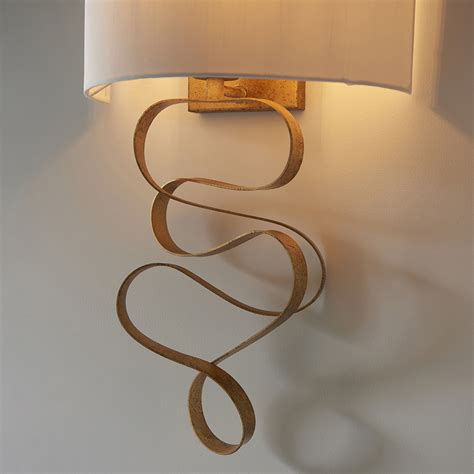 gold ribbon wall light with ivory shade - Stillorgan Decor