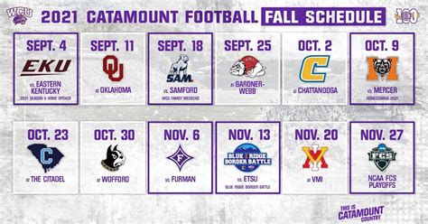 Purple & Gold: 2021 WCU Fall Football Schedule