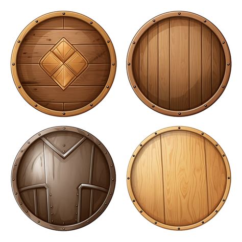 AI generated Round wooden shield set isolated on transparent background 36113106 PNG