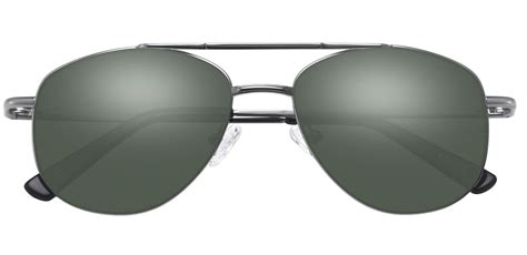 Dwight Aviator Reading Sunglasses - Gray Frame With Green Lenses ...